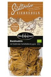 BioGourmet båndnudler med Schüttelbrot fra Sydtyrol (BGB) | Saltede ægnudler med smag og ægte pletter fra Sydtyrol | 1 x 250g Bio
