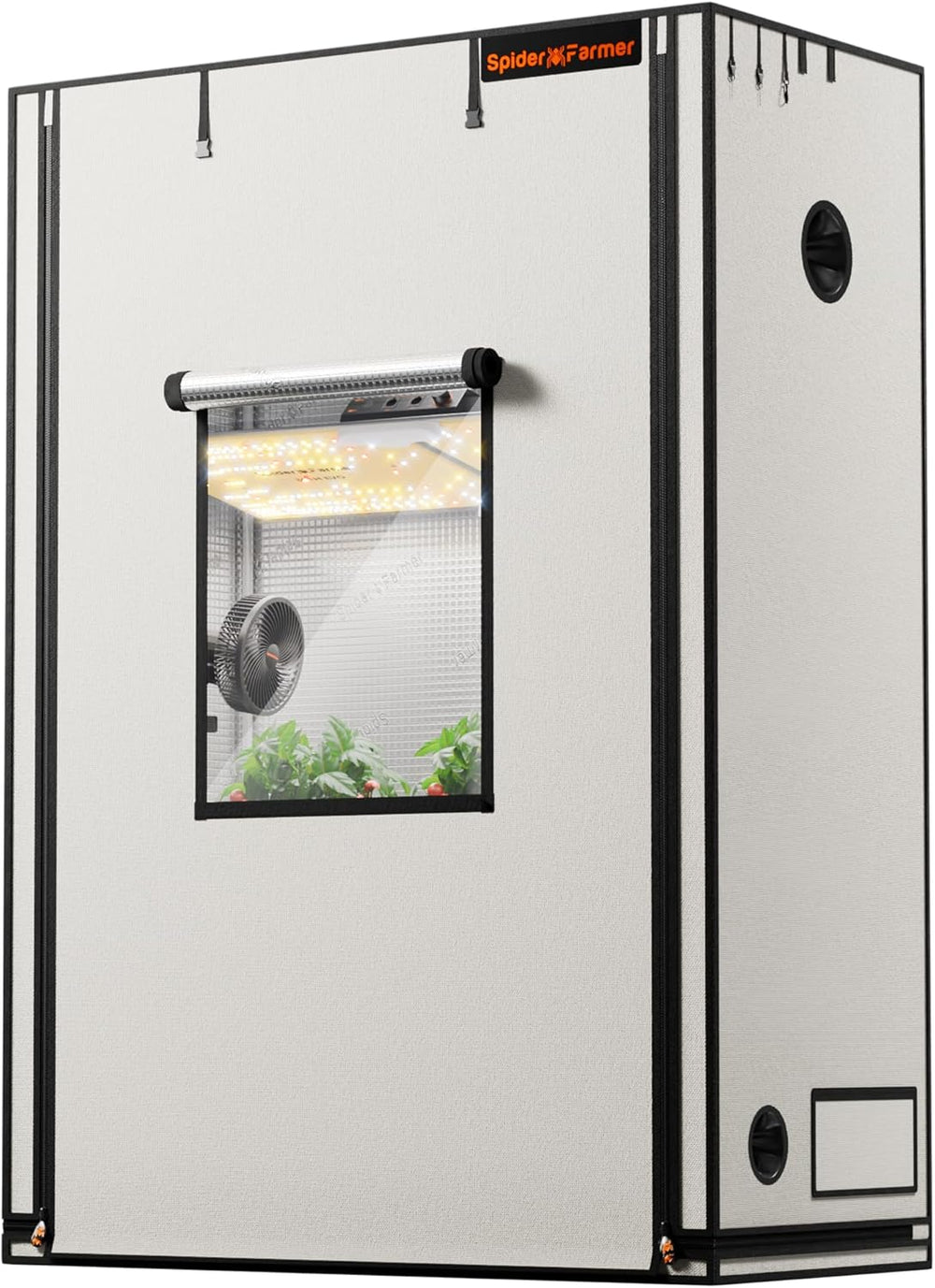 Spider Farmer Pro 70x140x200cm voksetelt med rulledør, observationsvindue, aftageligt gulvpanel, Mylar 2000D stof, til indendørs hydroponics med SF4000, G4500, SE4500