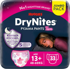 Huggies Drynites Nachtwindeln Bei Bettnässen, Für Mädchen Ab 13 Bis Ca. 17 Jahre (48-60 KG), 33 Stück (3X11), Jumbo-Monatspack, Ble-Pants XL Tilbehør Mad og Amning Baby Naty Shop