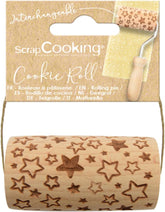 SKROTKOGNING - Mini-Roller aus Holz "Stern" – Deko mit eingravierten Abdrücken in Relief – Backform für Dekoration von Keksen, Keksen, Keksen – 5302