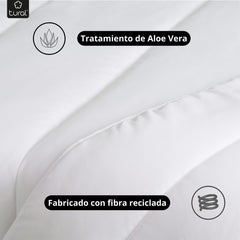 Tural - Plapumă 150 X 220 cm cu tratament Aloe Vera, umplere cu fibre 300 G/M², moale, respirabilă, certificată Oeko-Tex (alb, pat 90 cm) Plapumi si pilote Naty Shop
