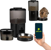 Feast Automatische Futterautomat Katze med App og Kamera, Live-Video med Nachtsicht og Zwei-Wege-Audio, Portionskontrol, Edelstahl-Napf, Katzen Trinkbrunnen med Filter, 4,5 l og 2,5 l