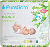Pureborn Eco Organic Bambusbleer, Newborn-størrelse (op til 5 kg), miljøvenlige, allergivenlige, ultrabløde, vådhedsindikator, forskellige prints Mother and Baby Naty Shop Newborn (272 stk)
