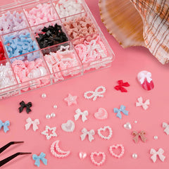 500 Pcs 3D Nägel Charm Schleifen Charms Nägel Nail Art Charms Schleife Nagel Charms Nägel Nail Art Schleifen Nageldekorationen Mit Aufnahmewerkzeug Für Frauen Und Mädchen Nagel-Diy-Zubehör