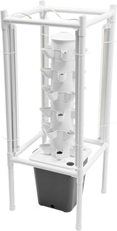 Kit de creștere turn hidroponic, 30 de găuri, 6 niveluri, turn de plantare fără sol, sistem hidroponic, turn aeroponic, grădină verticală, turn de căpșuni, sistem de creștere hidroponic pentru ierburi, fructe și legume (gri)