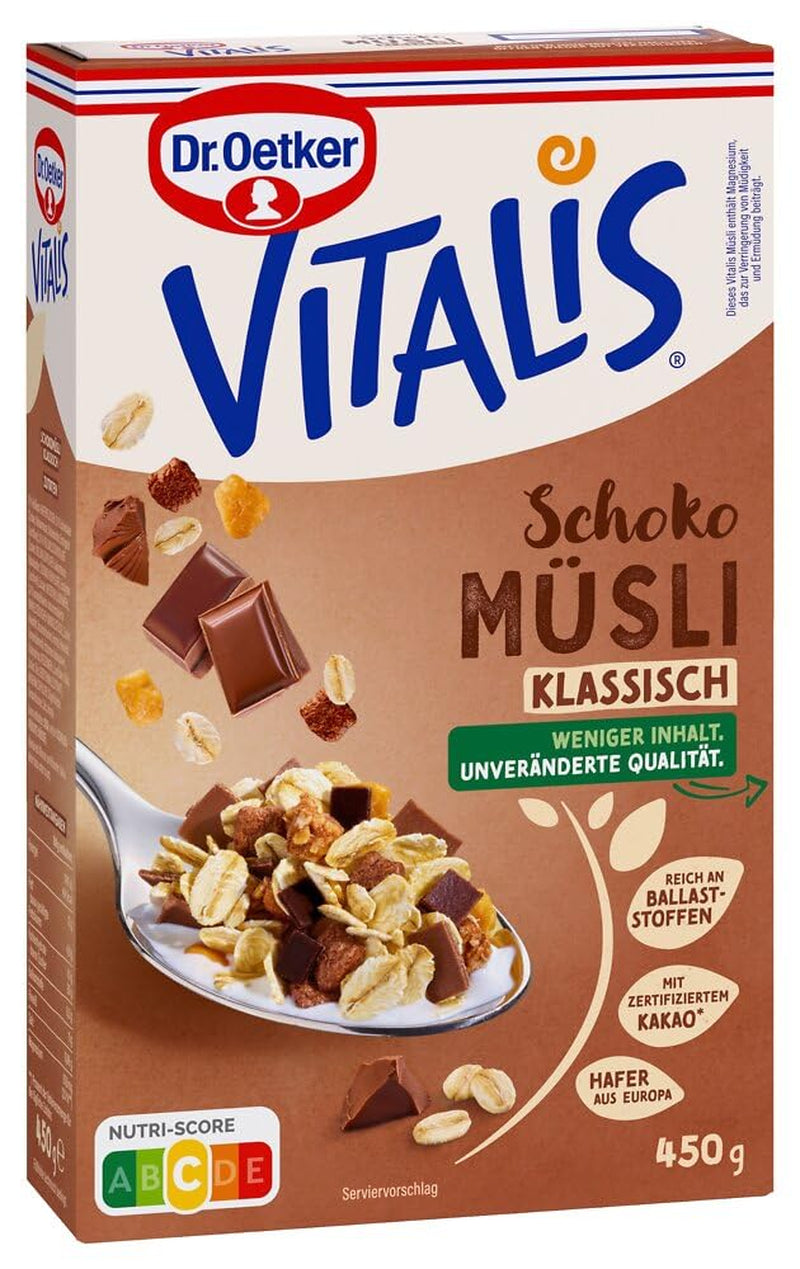 Dr. Oetker Vitalis Chokolademüsli Classic: Morgenmadsmüsli med mælk og mørk chokolade, pakke med 7 (7 x 600g)