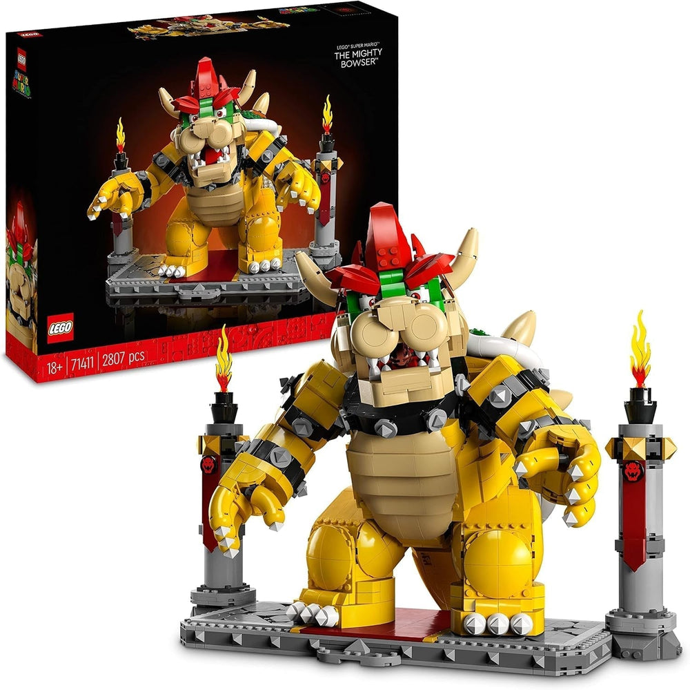LEGO Super Mario The Mighty Bowser 3D Model Kit Stort samleobjekt, bevægeligt figursæt inklusive duellerende platform Fan Gaveidé Udstillingslokale Decor 71411 Byggesæt Besuche den LEGO-Store Singur
