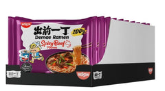 Nissin Demae Ramen - Krydret oksekød 10-pak japansk stil instant nudler med oksesmag og asiatiske krydderier Hurtig og nem at tilberede asiatisk mad (10 x 100 g)