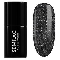 Semilac UV Neglelak 394 Sparkling Midnight Date 7 ml - Mørk nattehimmel med glittereffekt - Love Is In The Nails Collection