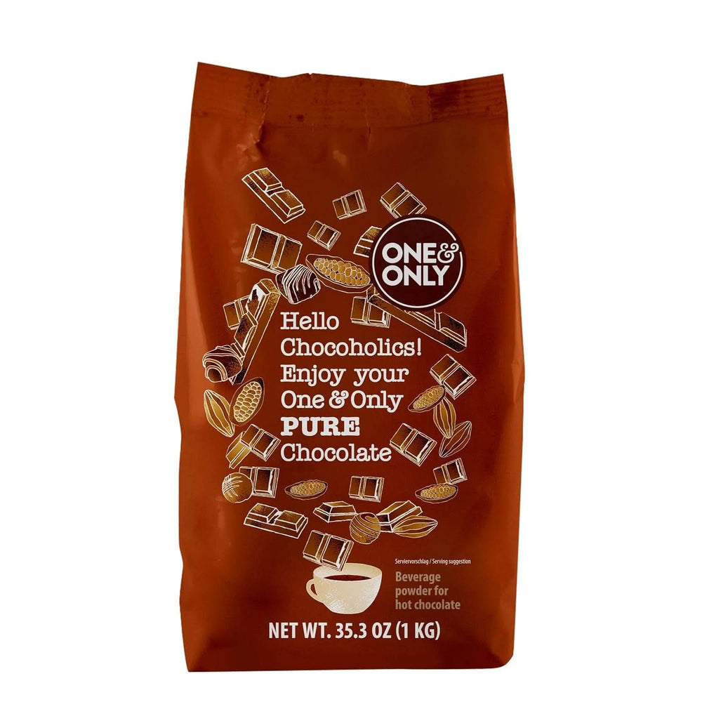 One&Only Chocolate Powder Pure 1 Kg - Højkvalitets chokoladepulver til en førsteklasses drikkechokolade med 32 % kakao Kakao og varm chokolade Naty Shop