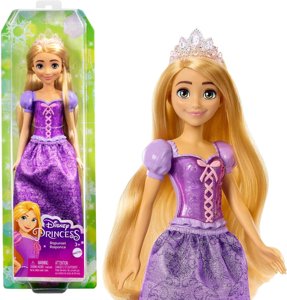 Mattel Disney Princess Rapunzel dukke, Langt hår til at style, Mobil, Aftagelige sko og diadem, Disney gaver, Legetøj fra 3 år, HLW03 Naty Shop Rapunzel Dolls