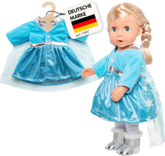 Heless 1727 - Mantel Eisprinzessin mit Umhang, für Puppen, Größe 28 - 35 cm