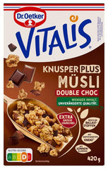 Dr. Oetker Vitalis KnusperPlus Dobbeltchokolade: Sprød müsli med mælk og mørk chokolade, pakke med 7 (7 x 450g)