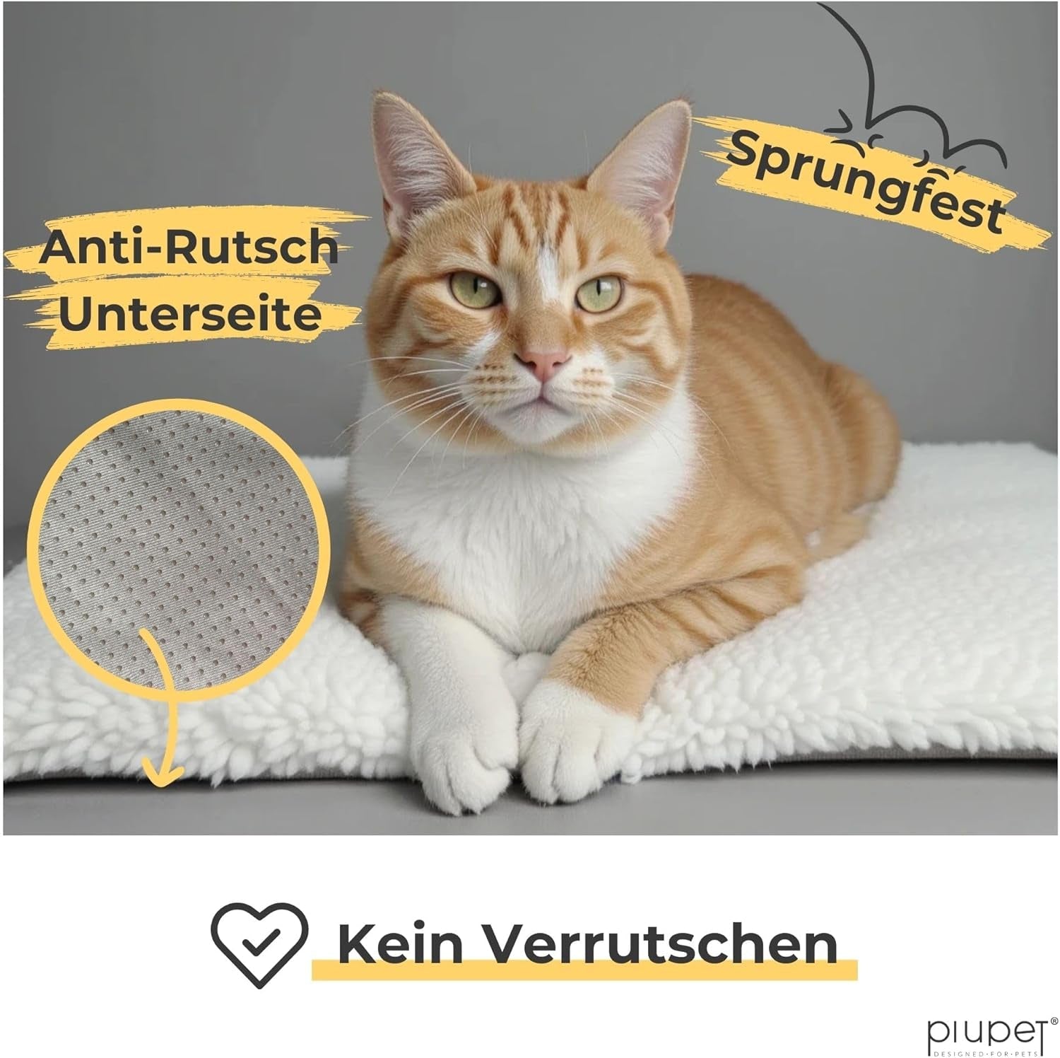 Pătură autoîncălzitoare pentru pisici Piupet, pentru pervazul ferestrei | Pat pufos pentru pisici | Pat pentru pisici de pe pervazul ferestrei | 90 x 25 cm | Bej