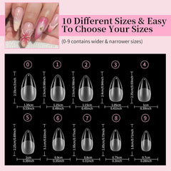 Unghii scurte cu acoperire completă, 120 bucăți, vârfuri de unghii scurte cu formă de migdale, gel moale, vârfuri de unghii scurte cu formă de migdale, 12 dimensiuni, vârfuri de unghii scurte preformate semi-mate pentru unghii cu gel