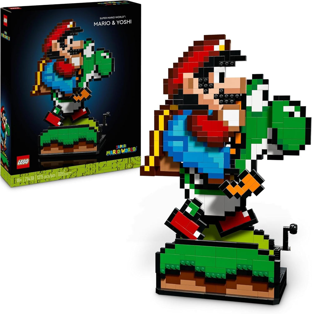 LEGO Super Mario World: Mario & Yoshi Nintendo samleobjektsæt, pixelfigurer, bygge- og udstillingsmodel, boligdekoration og samleobjekt, modelsæt og gave til voksne fans 71438 byggesæt Besuche den LEGO-Store standardtitel