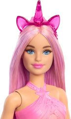 Barbie Unicorn Dolls med farverigt fantasy-hår, farvegradient-outfits og fantasy-tilbehør omkring enhjørningstemaet, HRR13 Naty Shop Dolls