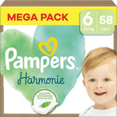 Pampers Harmonie bleer, str. 6, 58 bleer, 13 kg +, blød hudbeskyttelse og 100 % absorberende Mother and Child Naty Shop