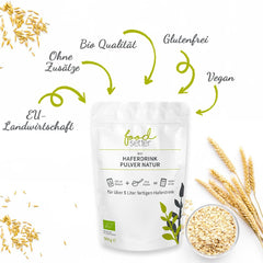foodsetter Bio Haferdrink Pulver | 500g pose | Haferpulver | Instant Haferpulver | Biokvalitet | Vegansk | Glutenfri | Ohne Zuckerzusatz | 0,5 kg