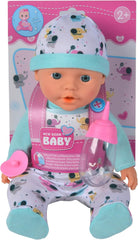 Păpușă nou-născută, elefantuleț, din vinil, cu funcție de băut și udare, biberon și suzetă, 30 cm, de la 2 ani