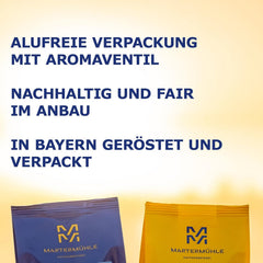 Set mostre boabe de cafea Martermühle 3x250g tărie ușoară/medie I Arabica I Boabe întregi de cafea prăjite ușor, aciditate scăzută (39/46/529)