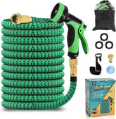 Furtun de grădină extensibil de 45 m, furtun de apă flexibil și retractabil automat, 10 modele de pulverizare, TPE 2500D, conectori metalici, pentru grădini foarte mari, agricultură, curățenie