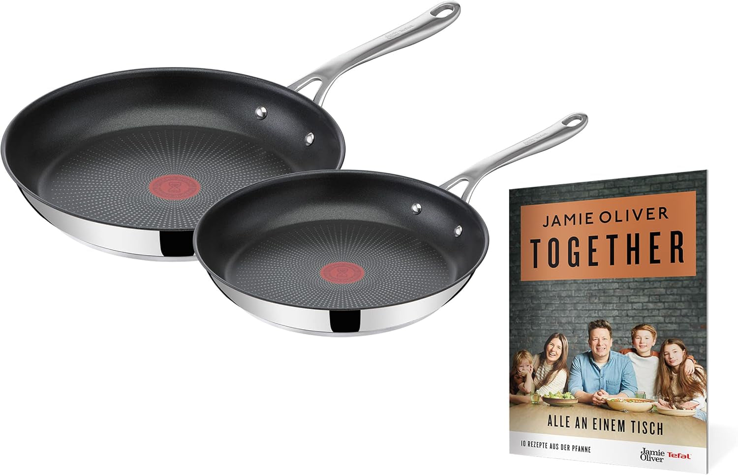 Tefal Jamie Oliver Cook'S Direct, antiaderentă, potrivită pentru inducție, rezistentă la cuptor Oale si Tigai Naty Shop Cu broșura de rețete „Împreună” 24, 28 Cm