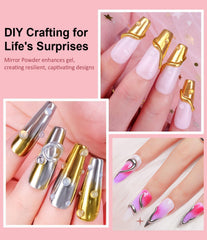 BISHENGYF Rose Gold Chrome Nail PowderNeue Upgrade Grosse Kapazität Chrom PulverSuper-Spiegeleffekt Metall Mirror Chrome Powder –Neon Glassy Pearl Effect Glitter Nagelkunst Pulver Für DIY Salon