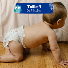 - Ble størrelse 4 (7 – 18 kg) – til følsom hud – naturlig og meget absorberende – 12 timers lækagesikker – ohne unerwünschte Inhaltsstoffe – fremstillet i Frankrig – 132 bleer