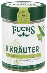 Fuchs Gewürze - 8 Kräuter gerebelt - Kräutermischung für Marinaden, Fischgerichte oder Kräuter-Frischkäse - natürliche Zutaten - 25 g in wiederverwendbarer, recyclebarer Dose