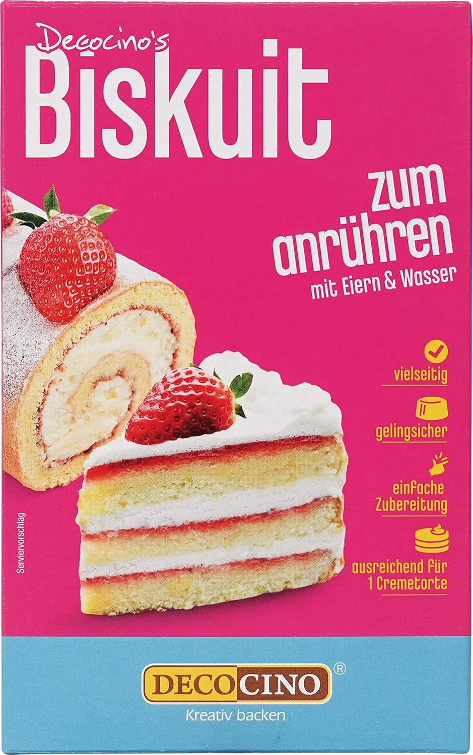 DECOCINO Biscuit Backmischung (250 G) – Einfache Zubereitung – Gelingsicher – Zum Backen Von Luftigen Biskuitböden, Creme-Torten, Biskuitrollen Uvm. Naty Shop Standard titel