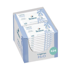 BIOLANE - Babyvådservietter H2O med vand - Lomme - Babyer - 24 x 10 stykker (240 servietter) - til følsom hud - renser og beskytter ansigt og sæde - fremstillet i Frankrig
