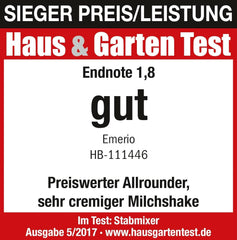 Emerio HB-111446 Stativblander, TESTSIEGER Preis/Leistung, Gummierter Rutschfester Griff, Edelstahl, Bpa-Frei, Schwarz, 250W Kitchen Naty Shop