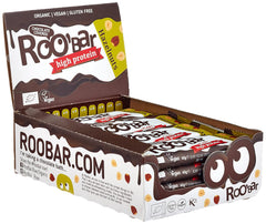 Højproteinchokoladeglaserede hasselnøddebarer - 100 % økologiske, veganske, frugtbarer, mælkefri, glutenfri, raffineret sukkerfri - 16 barer x 40 g