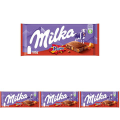 & Daim 1 x 100g I Alpine mælkechokolade I med stykker af karamel og mandler I 100% Alpine mælkechokolade I Chokoladebar med Daim (pakke med 4)