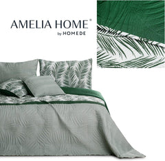 Ameliahome Sengetæppe Sengetæppe 170X210 Cm Dobbeltsidet Letpleje Sengetæppe Plantemønster Grøn Hvid Tropisk Bonaire Senge og Tæpper Besuche den AmeliaHome-Store