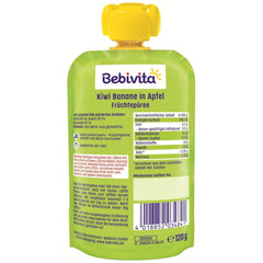 Kiwi-bananer i æble-quetschie (6 x 120 g), ohne Zuckerzusatz, glutenfrei, ideel til unterwegs og selvstændige snacks