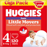 Huggies Little Movers Disney-bukser, størrelse 4, 120 tal (4x30), månedlig æske