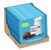 Ritter Sport 250g Alpine Milk Chokolade, Den fineste sødmælkschokolade med en cremet smag, Klassisk chokolade til at dele med venner, 11 barer x 250g