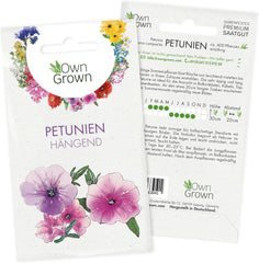 Petuniafrø: Premium petuniafrø til omkring 400 petuniaplanter – Smukke petuniafrø til altan- og haveplanter – Blomsterfrø – Slyngpetuniafrø – OwnGrown balkonblomster
