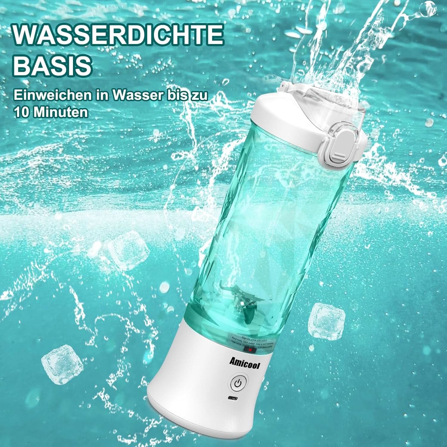 Mixer Smoothie Maker to Go, Mini Standmixer Tragbar Mit 6-Klingen Edelstahl, Enstafter Mit Reisedeckel, USB Portable Blender Elektrisch 600Ml Bottle, Mixer Shaker Slushy Maker Wasserdichter Bucatarie Naty Shop