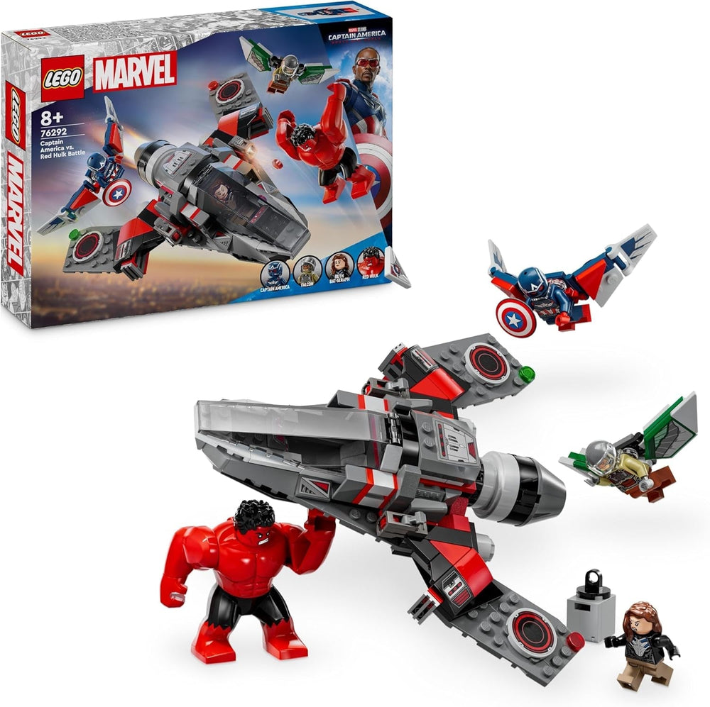 LEGO Marvel-opgør mellem Captain America og Red Hulk Kids, gavebyggeligt jetsæt, superheltelegetøj til drenge og piger 8 år gammelt eventyrbyggelegetøj 76292 Byggesæt Besuche den LEGO-Store Standardtitel