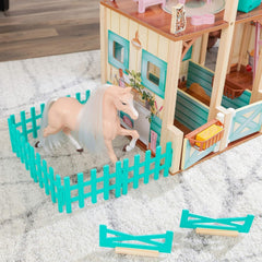 Casa de păpuși Kidkraft Sweet Meadow Horse Stable cu cal - set de joacă din lemn cu mobilier și accesorii, cadou de jucărie cu cal pentru băieți și fete de la 3 ani, 63534 Casute de papusi Naty Shop