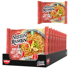 Nissin Ramen - koreansk krydret chili 10-pak asiatisk stil instant nudler baseret på en koreansk opskrift Hurtig og nem at tilberede asiatisk mad (10 x 65,2 g)