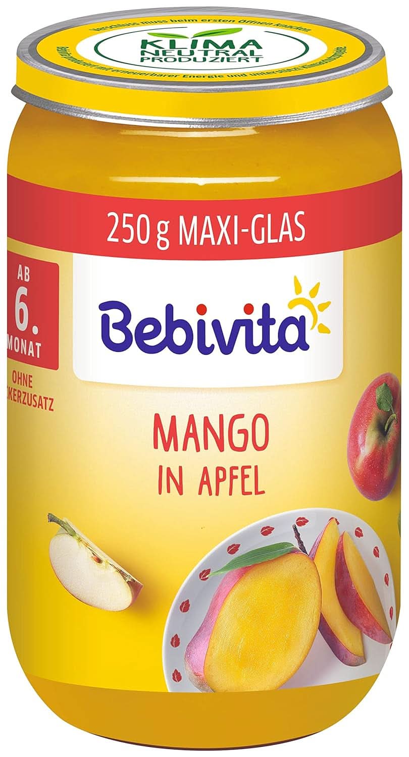 Mango în piure de măr, pachet de 6 (6 x 250 g), mediu Mama si Copilul Naty Shop