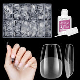 Unghii false scurte, model balerină, 500 bucăți, pentru lipire, 12 dimensiuni, unghii artificiale, scurte, cu gel moale, acoperire completă, vârfuri de unghii pentru unghii cu gel, scurte, S