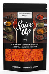 Colorant alimentar portocaliu Spice up 50G – Colorant alimentar portocaliu 50G – Pudră de culoare strălucitoare pentru idei de bucătărie și copt – Pentru deserturi, băuturi, curry și decorațiuni creative – Vegan și fără aditivi artificiali