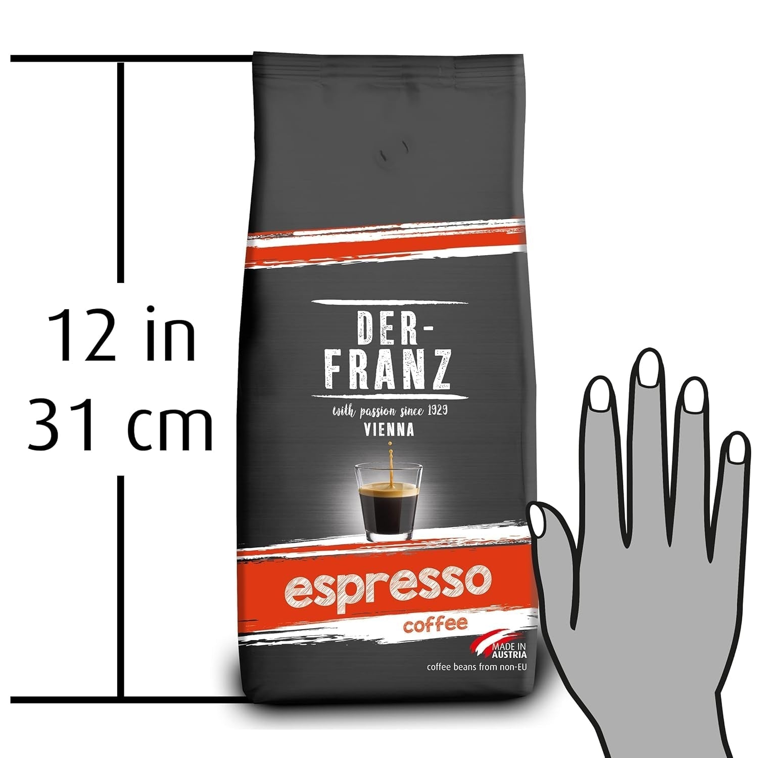 Der-Franz Espresso Coffee, Intensitate 5/5, Arabica și Robusta, boabe întregi, 4 X 1000 G Cafea Naty Shop