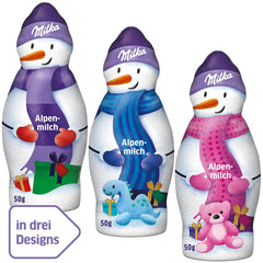 Milka Snowman Alpine Milk - Stor pakke chokolade snemandsfigurer i 3 modeller - 24 x 50g