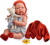 jc toys- Muñeca La Newborn recién nacida de 38 cm, de vinilo Suave, colección Nature, Con ropa floral, chupete y Peluche, niña, diseñada en España por Berenguer, +2 años